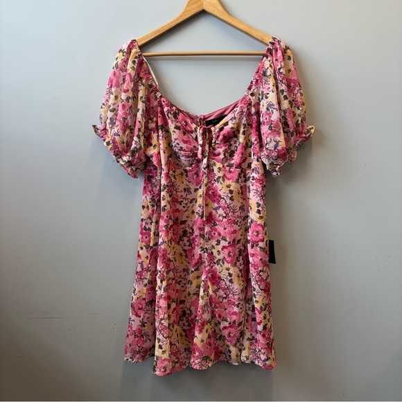 NWT Lulu's XL Dress Precious Perspective Pink Floral Mini Dress - Picture 2 of 14